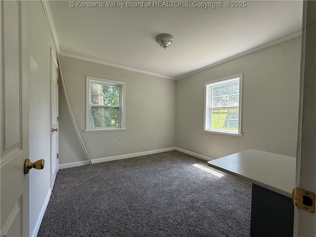 1206 Central Ave, Saint Albans, WV 25177 - spare room featuring carpet floors, crown molding, and plenty of natural light