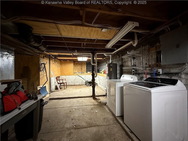 1206 Central Ave, Saint Albans, WV 25177 - unfinished below grade area with independent washer and dryer, electric panel, and water heater