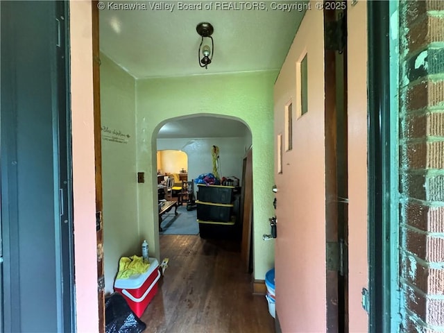 17739 US Route 60, Culloden, WV 25510 - hallway featuring arched walkways and wood finished floors