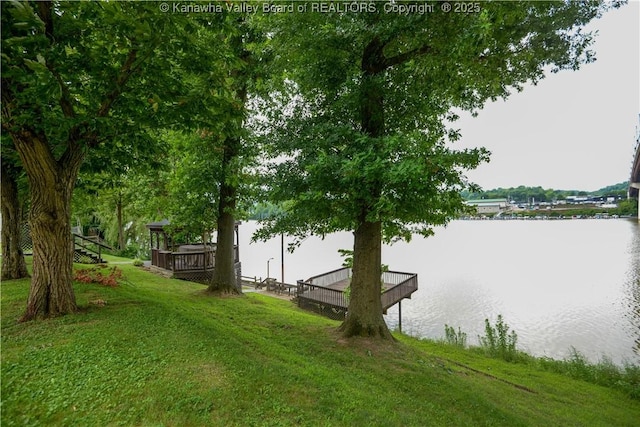 1516 Fenton Cir, Nitro, WV 25143 - dock area featuring a water view and a yard