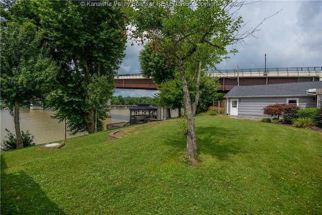 1516 Fenton Cir, Nitro, WV 25143 - view of grassy yard with a gazebo and a water view
