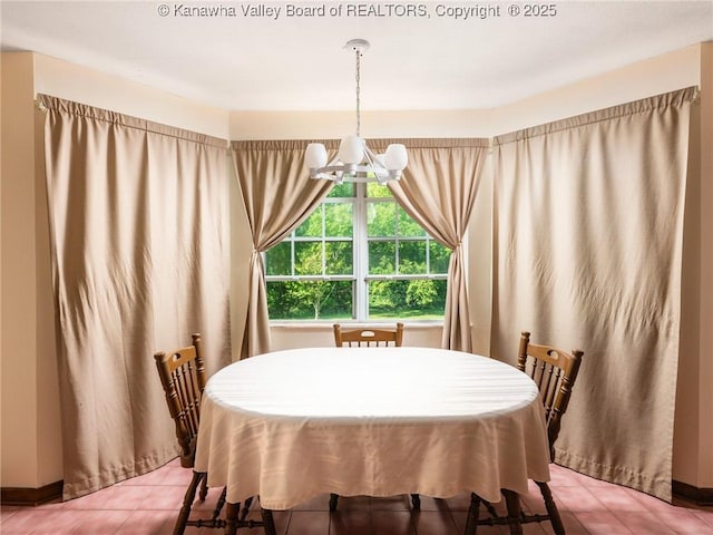 1846 Scott Depot Rd, Scott Depot, WV 25560 - dining space featuring light tile patterned floors and a chandelier