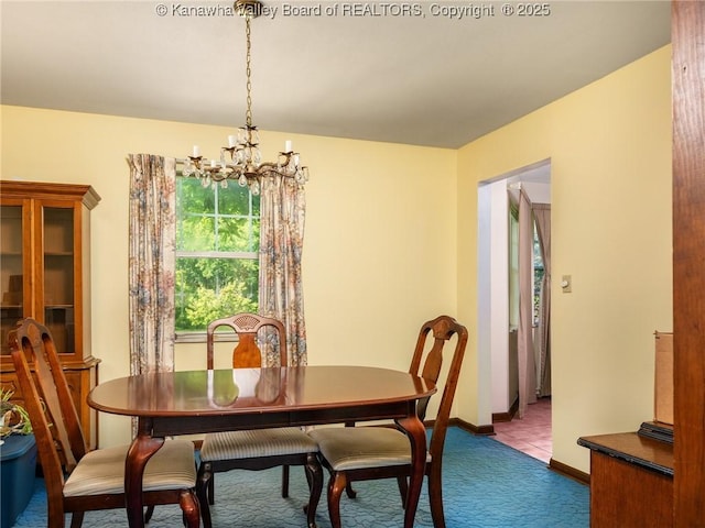 1846 Scott Depot Rd, Scott Depot, WV 25560 - dining space with a chandelier and carpet floors