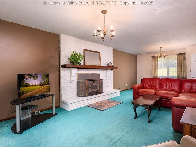 1846 Scott Depot Rd, Scott Depot, WV 25560 - carpeted living area with a chandelier and a textured ceiling