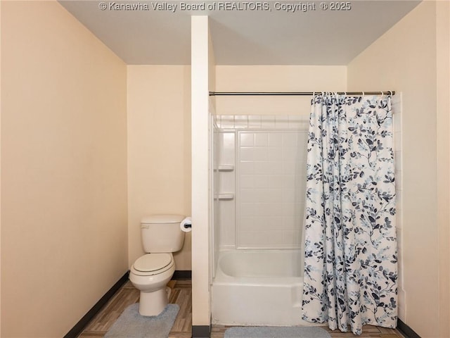 1846 Scott Depot Rd, Scott Depot, WV 25560 - full bath with wood finished floors and shower / bath combo with shower curtain