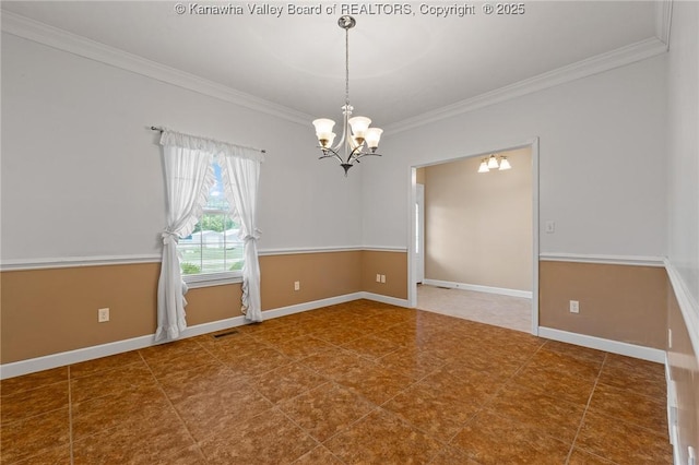 1155 Pike St, Milton, WV 25541 - empty room with a chandelier and crown molding