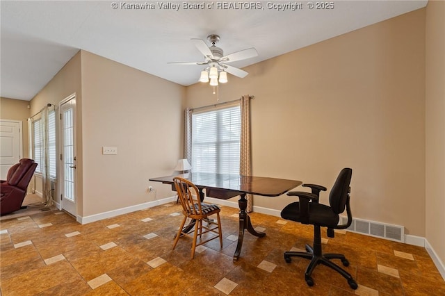 1155 Pike St, Milton, WV 25541 - dining room featuring a ceiling fan and an office area