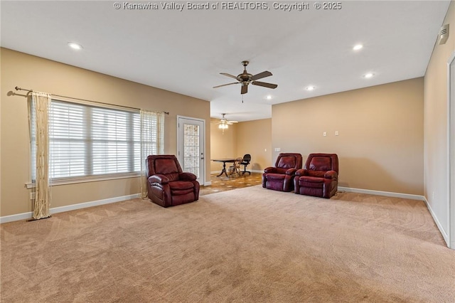 1155 Pike St, Milton, WV 25541 - sitting room with carpet, ceiling fan, and recessed lighting