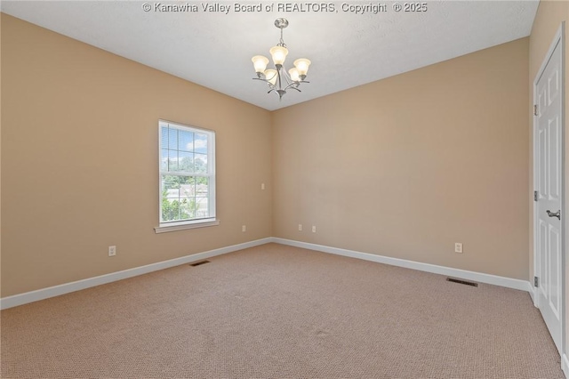 1155 Pike St, Milton, WV 25541 - unfurnished room with a chandelier and light carpet
