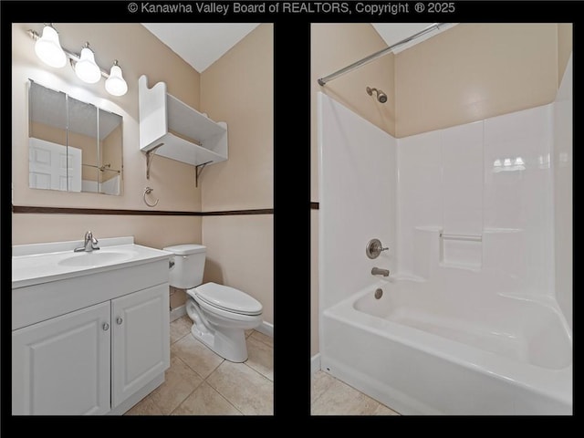 1155 Pike St, Milton, WV 25541 - full bath featuring tile patterned flooring, vanity, and shower / bath combination