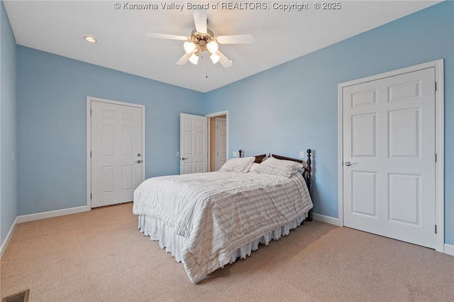 1155 Pike St, Milton, WV 25541 - bedroom featuring carpet floors, a ceiling fan, and recessed lighting