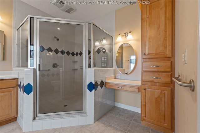 1155 Pike St, Milton, WV 25541 - full bath featuring a shower stall, tile patterned flooring, and vanity