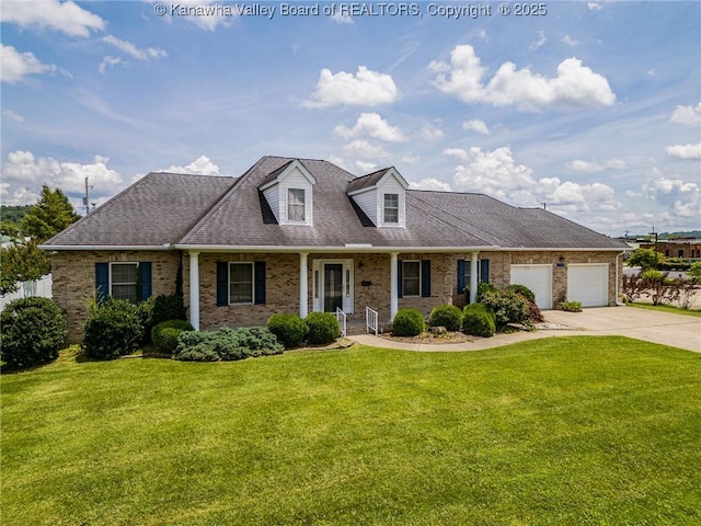 1155 Pike St, Milton, WV 25541 - cape cod house with brick siding, driveway, a garage, and roof with shingles
