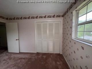 873 Woods Dr, Saint Albans, WV 25177 - unfurnished bedroom with carpet floors, a closet, and wallpapered walls