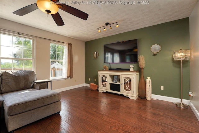 18 Long St, Winfield, WV 25213 - living room with a textured ceiling, ceiling fan, and wood finished floors