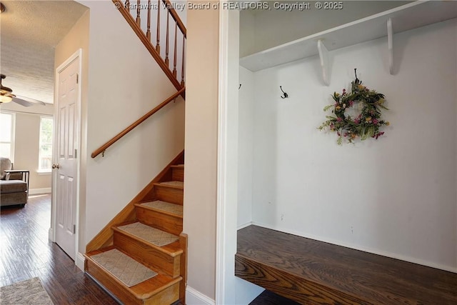 18 Long St, Winfield, WV 25213 - mudroom featuring wood finished floors, a ceiling fan, and a textured ceiling