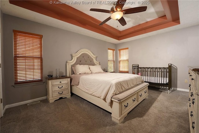 18 Long St, Winfield, WV 25213 - bedroom with a tray ceiling, carpet flooring, and ceiling fan