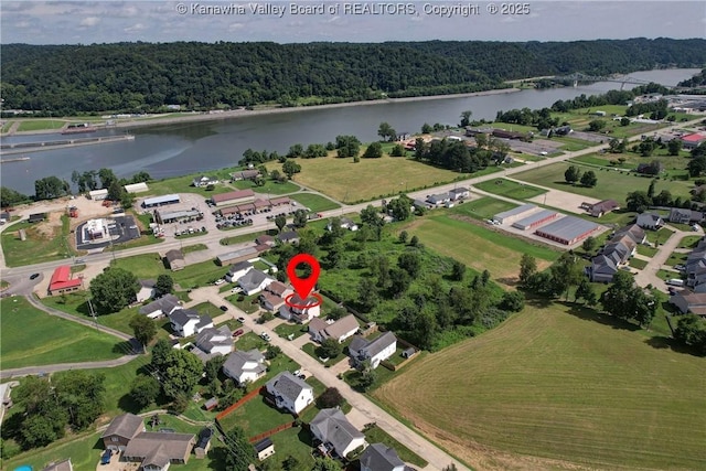 18 Long St, Winfield, WV 25213 - aerial overview of property's location with a nearby body of water and a forest