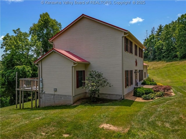 1437 Statts Mills Rd, Ripley, WV 25271 - view of side of property with a lawn and a deck