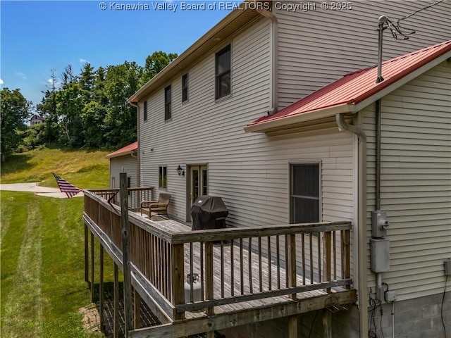 1437 Statts Mills Rd, Ripley, WV 25271 - back of property with a wooden deck and a yard