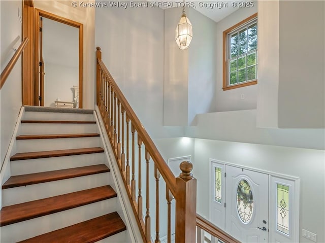 1437 Statts Mills Rd, Ripley, WV 25271 - staircase with a high ceiling