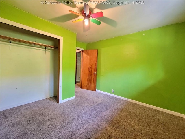 807 Honeysuckle Rd, Elkview, WV 25071 - unfurnished bedroom with carpet floors, a closet, and ceiling fan