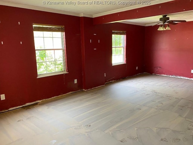 134 Ferguson Ct, Huntington, WV 25701 - unfurnished room featuring crown molding, a ceiling fan, and wood finished floors