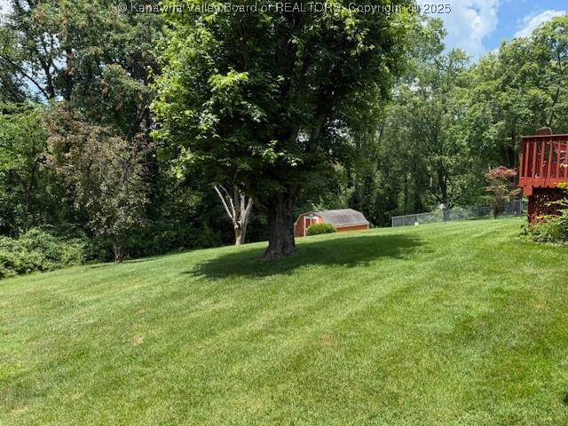 2234 Circle Dr, Milton, WV 25541 - view of green lawn with a wooded view