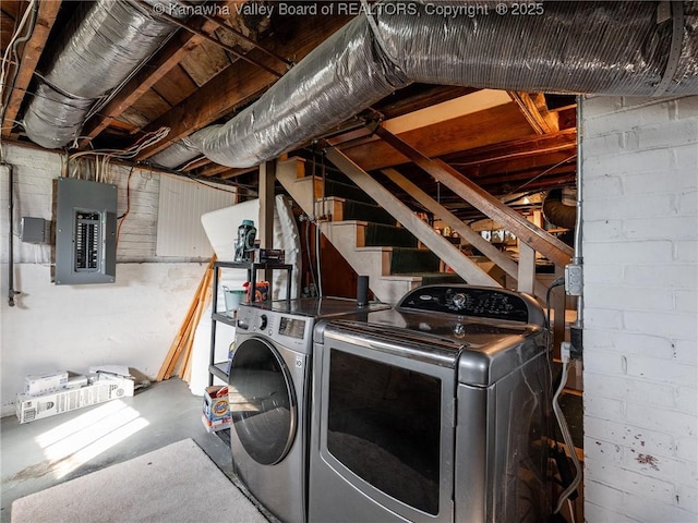 2961 Staunton Rd, Huntington, WV 25702 - washroom featuring electric panel and washer and dryer