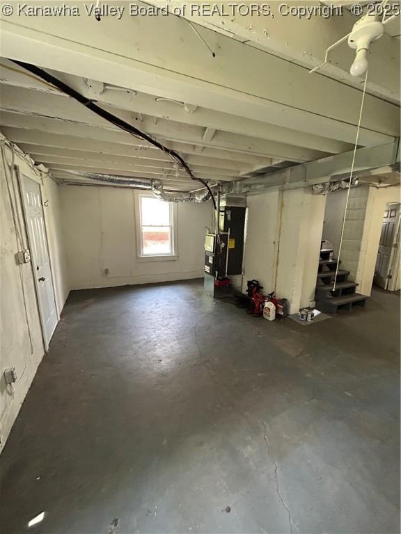 2010 Preston St, Charleston, WV 25302 - basement featuring heating unit and stairway