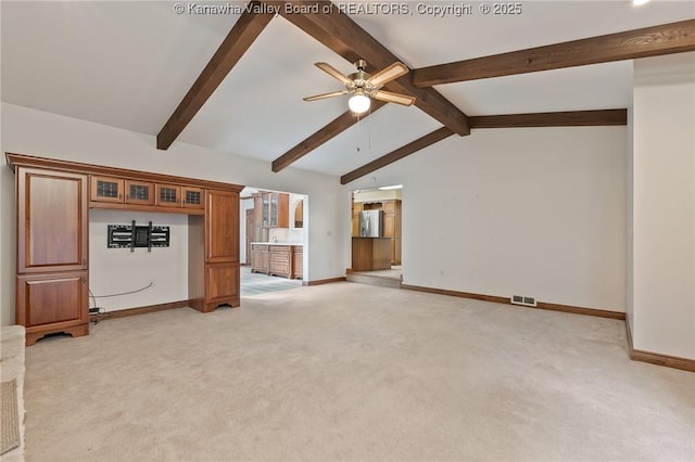 33 Shawnee Oaks Dr, Huntington, WV 25705 - unfurnished living room with a ceiling fan and light carpet