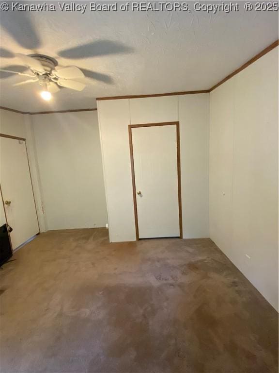 2399 Spicewood Rd, Kenna, WV 25248 - below grade area with ornamental molding, carpet flooring, and a ceiling fan
