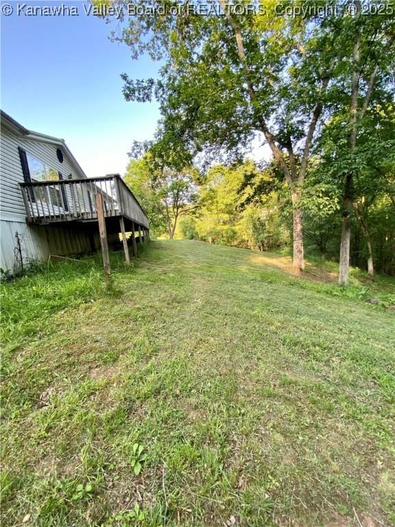 2399 Spicewood Rd, Kenna, WV 25248 - view of green lawn with a wooden deck