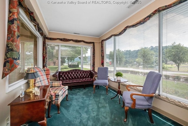 1598 Kanawha Blvd E, Charleston, WV 25311 - sunroom featuring ornamental molding and carpet
