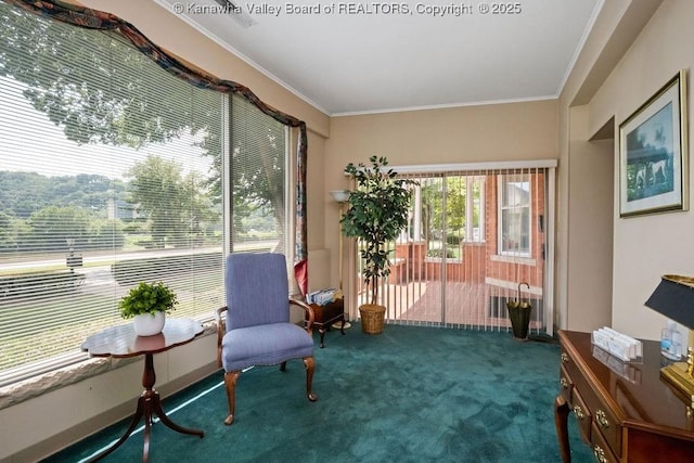 1598 Kanawha Blvd E, Charleston, WV 25311 - living area with carpet flooring and ornamental molding