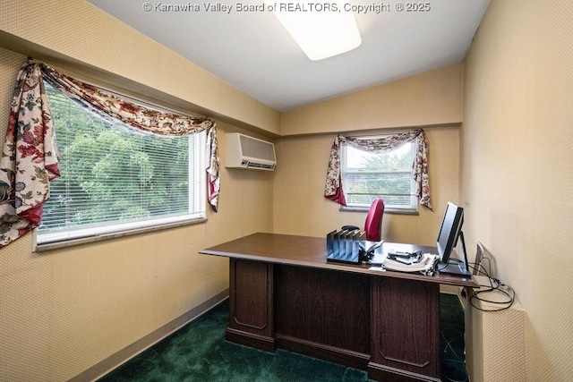 1598 Kanawha Blvd E, Charleston, WV 25311 - office area featuring lofted ceiling, plenty of natural light, and dark colored carpet