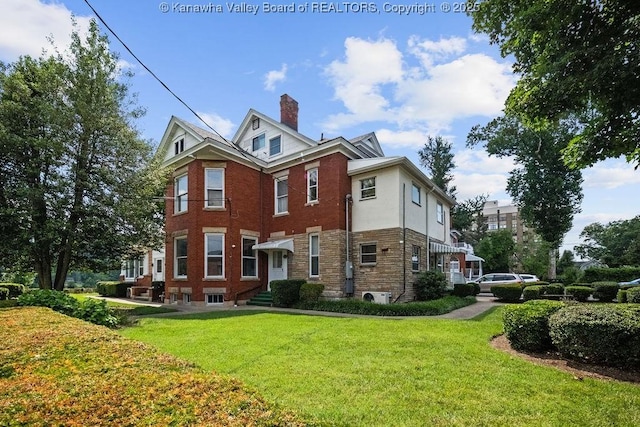 1598 Kanawha Blvd E, Charleston, WV 25311 - view of front of property with a chimney, a front lawn, and entry steps