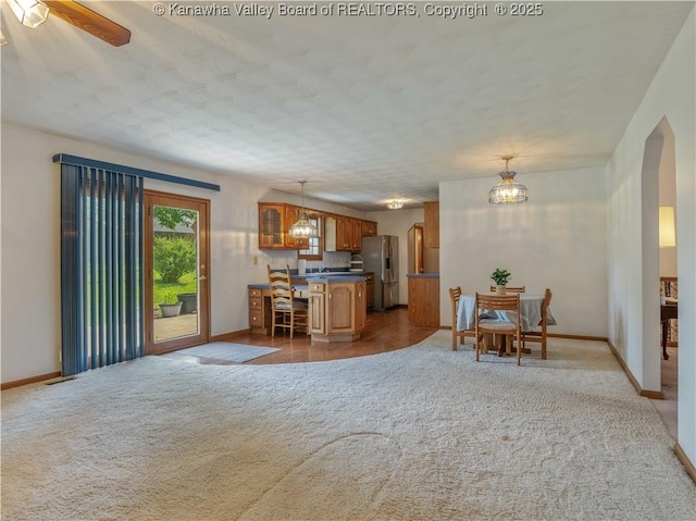 3710 Cambridge Cir, Hurricane, WV 25526 - living area featuring carpet flooring and ceiling fan