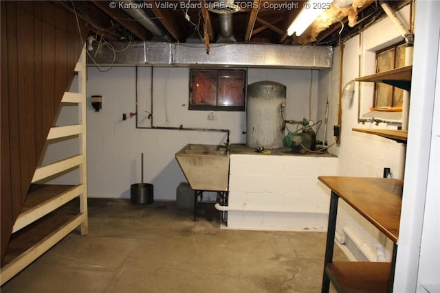 401 Green Acres Dr, Hurricane, WV 25526 - unfinished basement with a sink and stairway