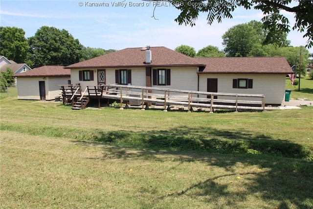 401 Green Acres Dr, Hurricane, WV 25526 - rear view of property with a deck, a lawn, and roof with shingles