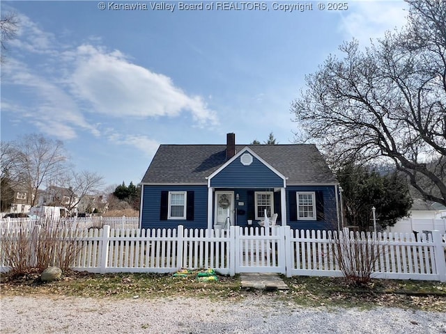 602 43rd St SE, Charleston, WV 25304 - view of front of home with a chimney, a shingled roof, a porch, and a fenced front yard