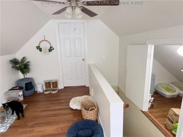 602 43rd St SE, Charleston, WV 25304 - additional living space with lofted ceiling, wood finished floors, and ceiling fan
