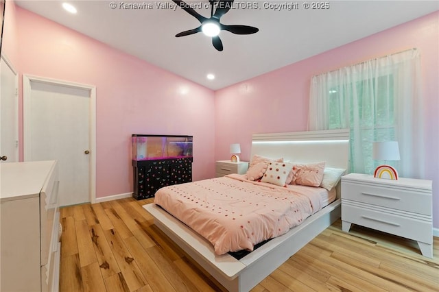 815 Chappell Rd, Charleston, WV 25304 - bedroom with light wood finished floors, recessed lighting, and a ceiling fan