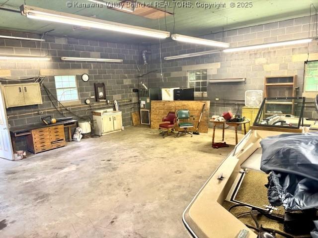 5490 Fisher Bowen Branch Rd, Wayne, WV 25570 - garage featuring concrete block wall