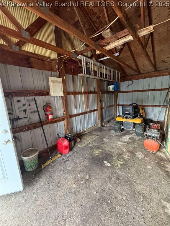 4303 Thomas Ridge Rd, Leon, WV 25123 - garage featuring metal wall