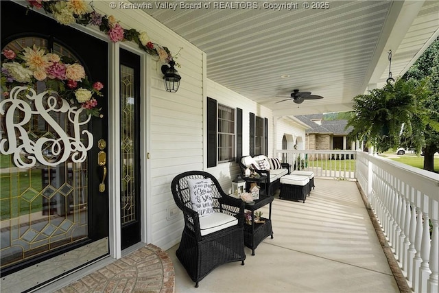 8 Anchors Way, Winfield, WV 25213 - wooden porch featuring ceiling fan and an outdoor living space