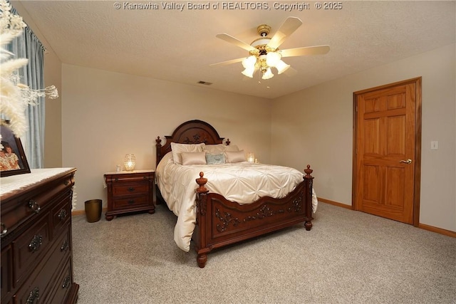 8 Anchors Way, Winfield, WV 25213 - bedroom with light colored carpet, a textured ceiling, and a ceiling fan