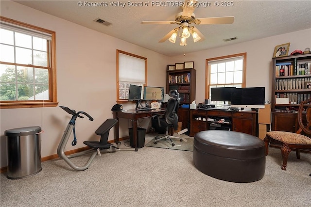 8 Anchors Way, Winfield, WV 25213 - carpeted office space with ceiling fan and a textured ceiling