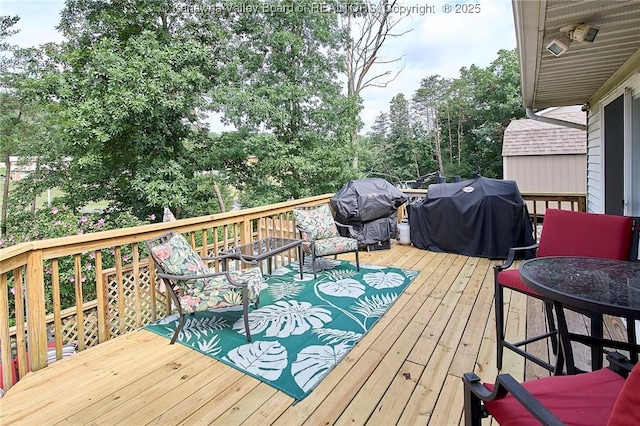 5301 Balsam Cir, Charleston, WV 25313 - wooden deck with area for grilling