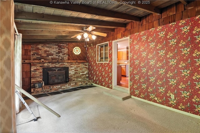 3223 Georges Dr, Saint Albans, WV 25177 - view of patio / terrace featuring a brick fireplace and a ceiling fan